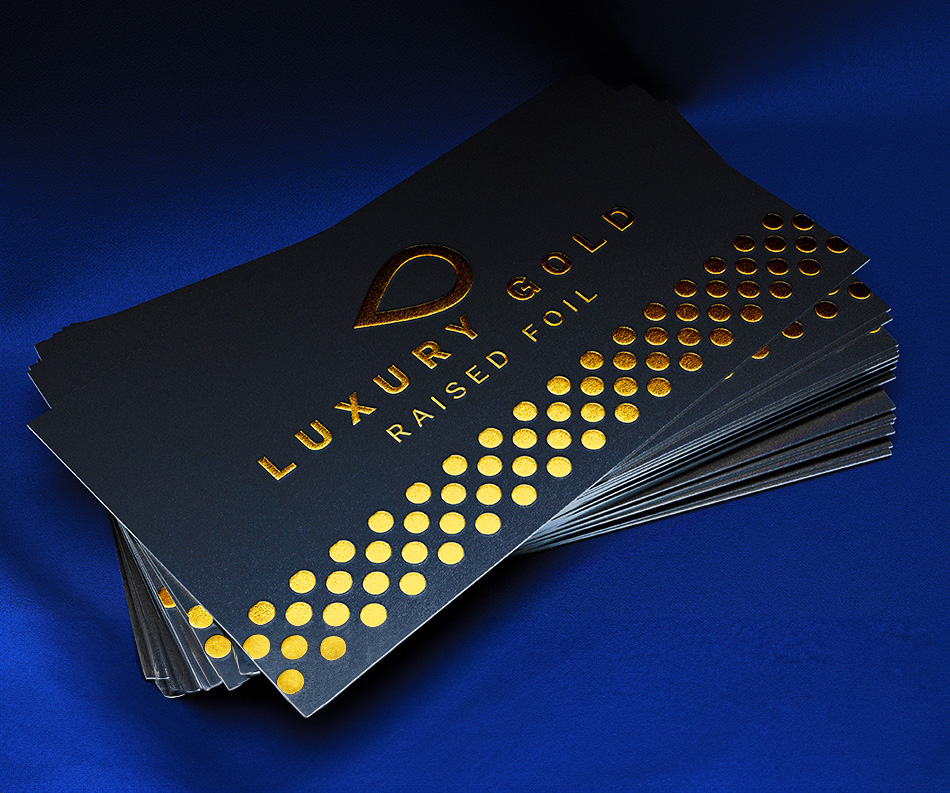 Luxury gold foil raised business cards