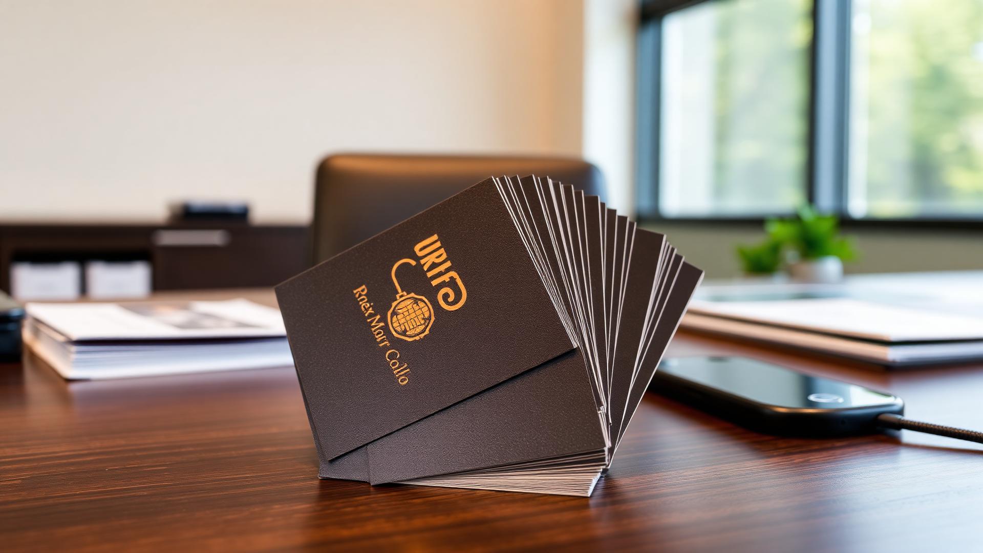 Premium business printing materials on a Columbus Ohio office desk