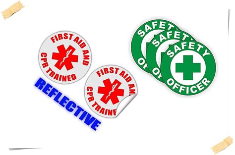 Reflective First Aid CPR Trained and Safety Officer vinyl hard hat decals for construction crews