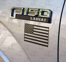 Custom American flag decal applied on a Ford F-150 truck