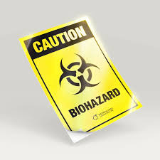 Reflective caution biohazard safety decal sticker for industrial use