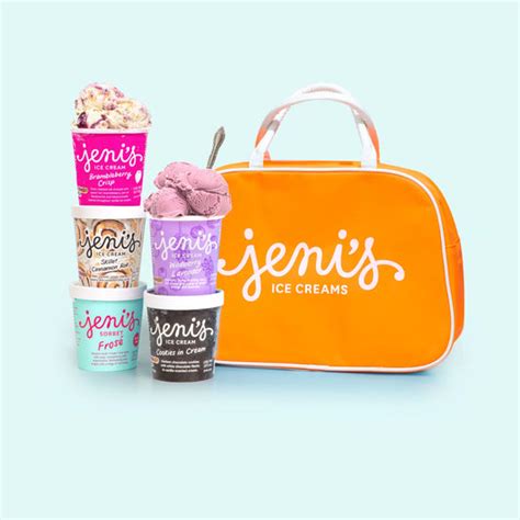 Curated Jeni's Ice Cream referral thank-you gift package with branded insulated tote