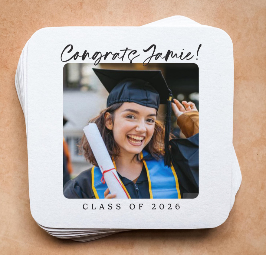 Personalized graduation photo coasters - Class of 2026