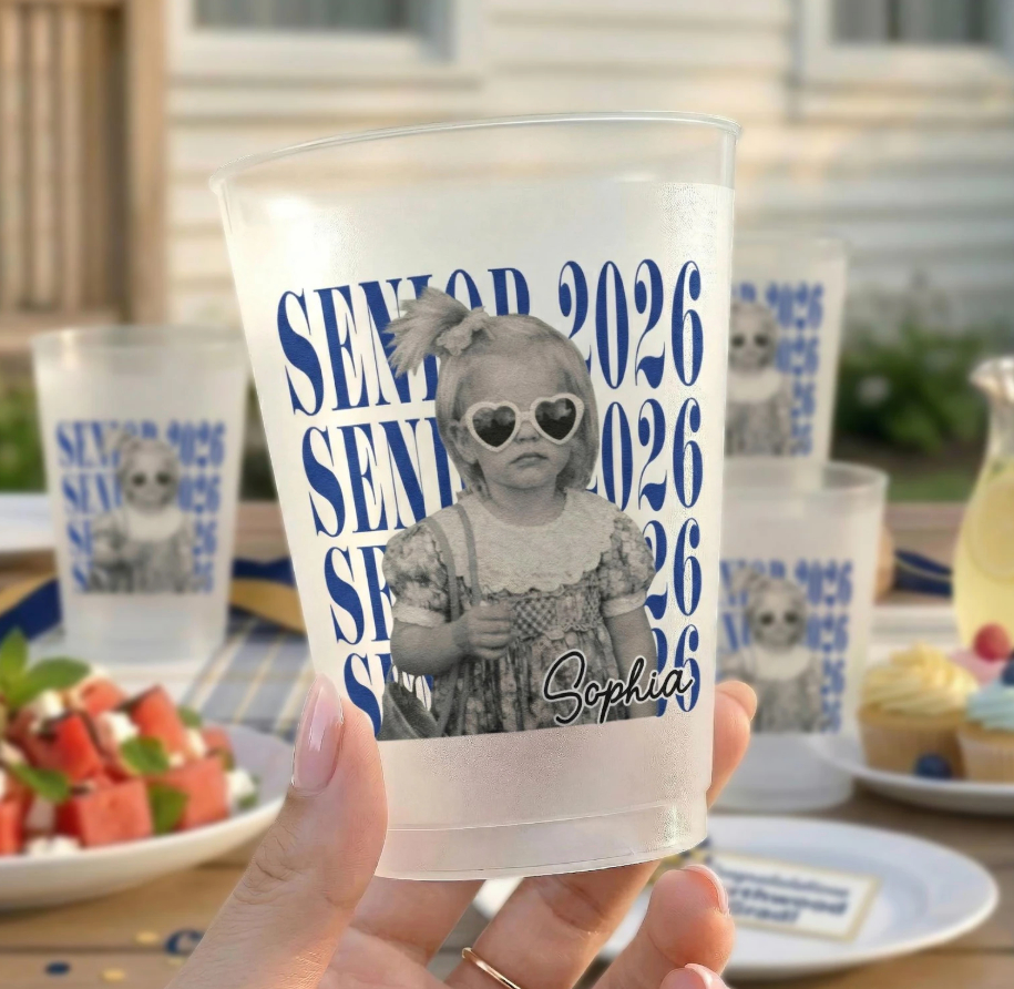 Personalized Senior 2026 frosted party cups