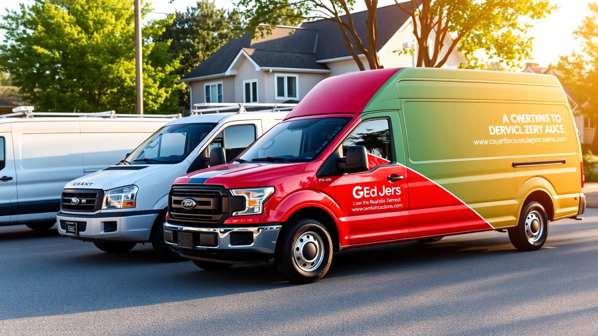 Fleet of wrapped vehicles on a Columbus Ohio street